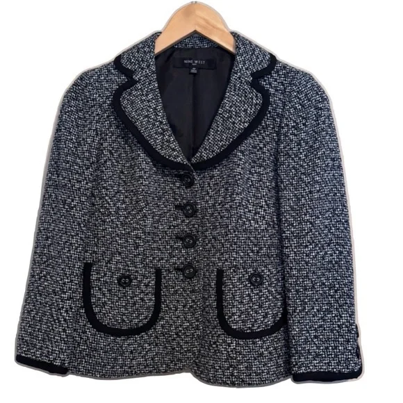 Nine West Tweed Black and White Skirt Suit 4P 4 Petite - Picture 2 of 12